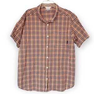 Columbia brown/rust plaid outdoor short sleeve shirt dry wicking outdoor Sz XXL 